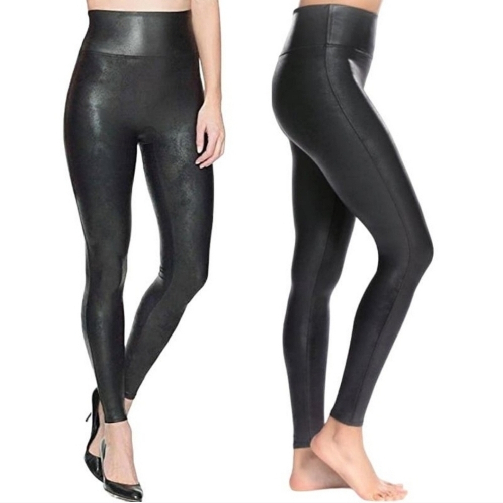 SPANX by Sara Blakely LARGE Body Contouring Faux Leather leggings, $98.00